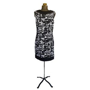 AB Studio Black & White Abstract Sheath Dress Size 12